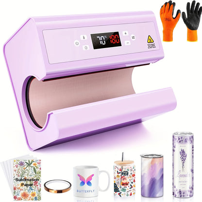 Tumblerpers – Warmtepers – Sublimatiepers – Mokpers – Drinkbekerpers – Automatische bediening – Geschikt voor 16oz, 20oz en 30oz tumblers – Paars