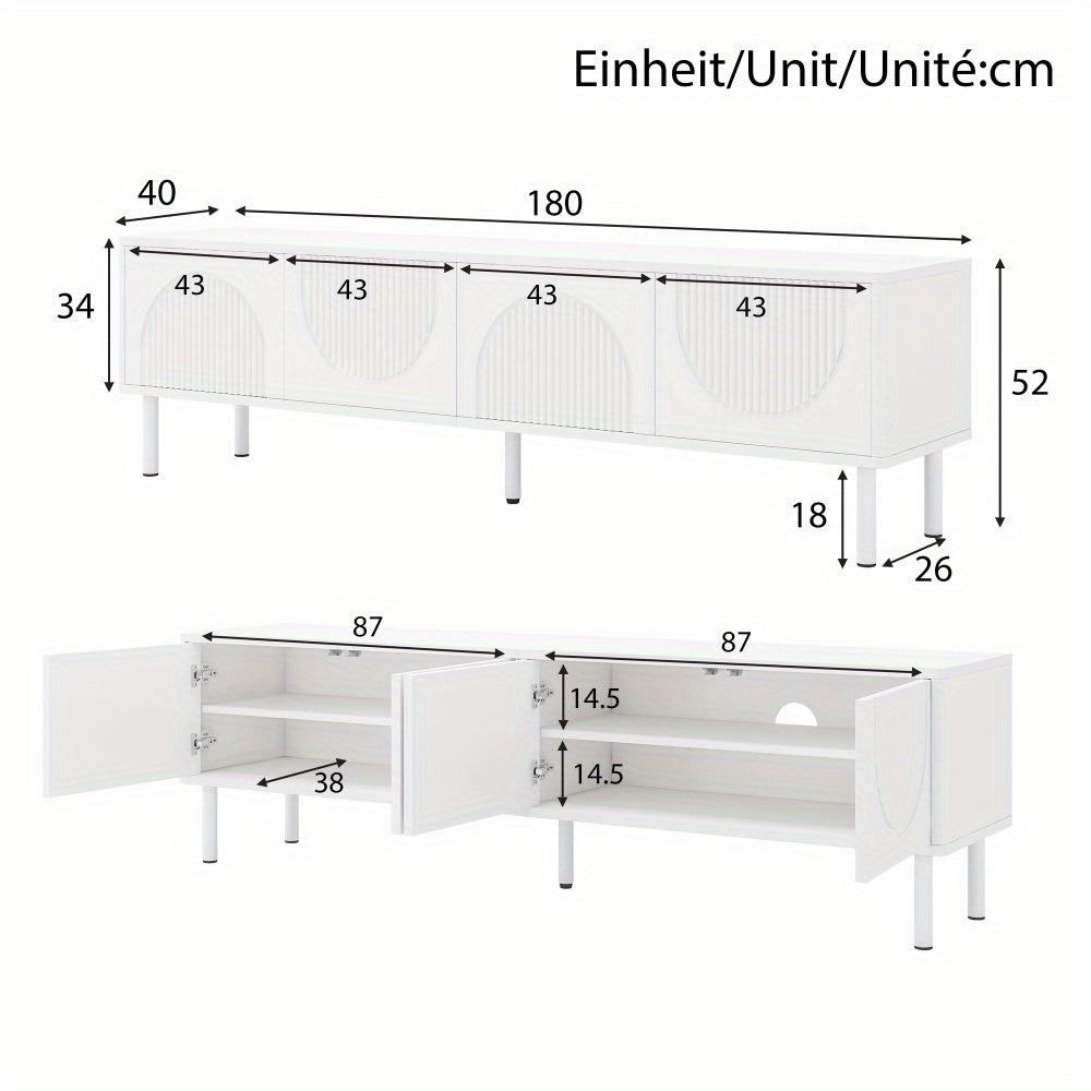 Tv-meubel – Tv-kast – Tv-meubelset – Televisiekast – Tv-dressoir – Modern minimalistisch design – Extra lang 180 cm – Ruimtebesparend – Duurzame uitvoering