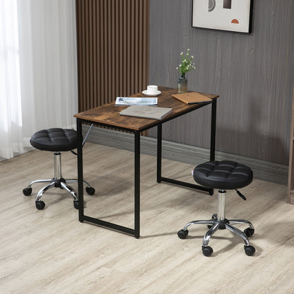 Salonkrukken – Kruk Set – Sta Kruk – Draaistoel – Work Stool – Hoogteverstelbaar – Kunstleer Donkerbruin