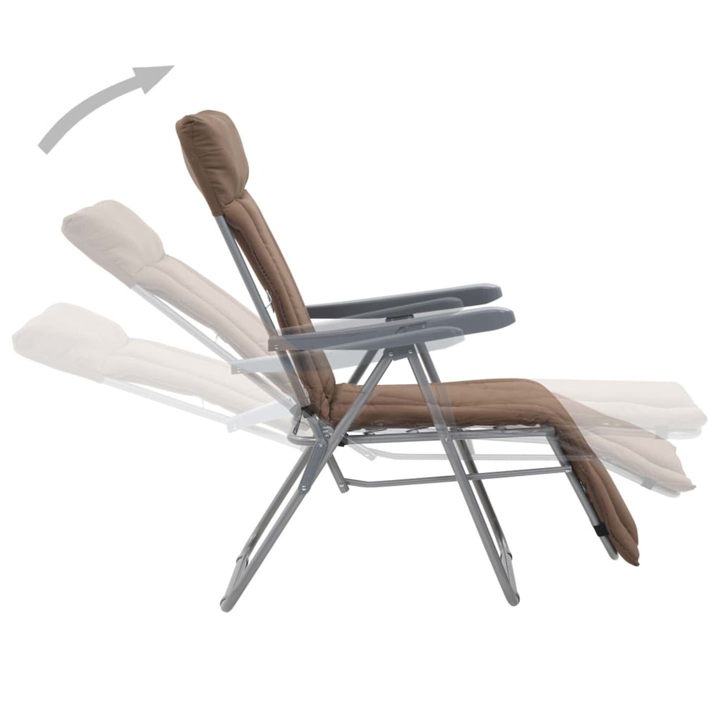 Stoelen – Tuinstoelen – Klapstoelen – Lounge Stoelen – Relaxstoelen – Verstelbare Rugleuning – Gepoedercoat Stalen Frame – Set Van 2 Met Kussens En Hoofdsteun – Bruin – Comfortabel En Stevig