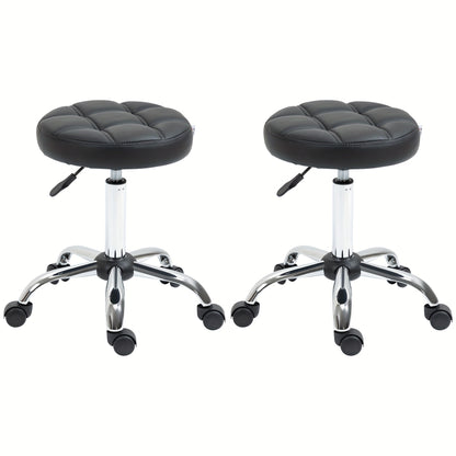 Salonkrukken – Kruk Set – Sta Kruk – Draaistoel – Work Stool – Hoogteverstelbaar – Kunstleer Donkerbruin