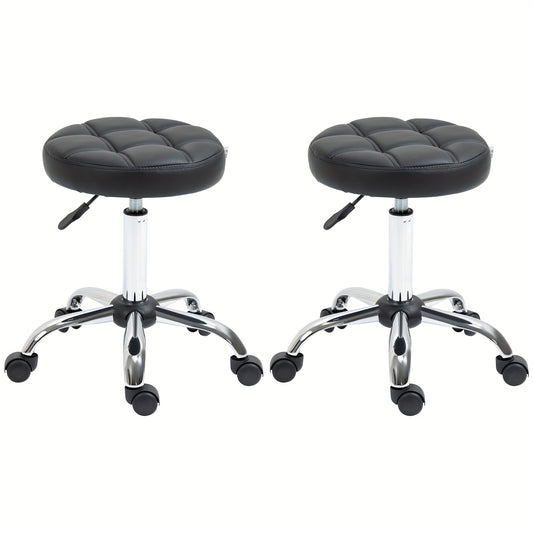 Salonkrukken – Kruk Set – Sta Kruk – Draaistoel – Work Stool – Hoogteverstelbaar – Kunstleer Donkerbruin