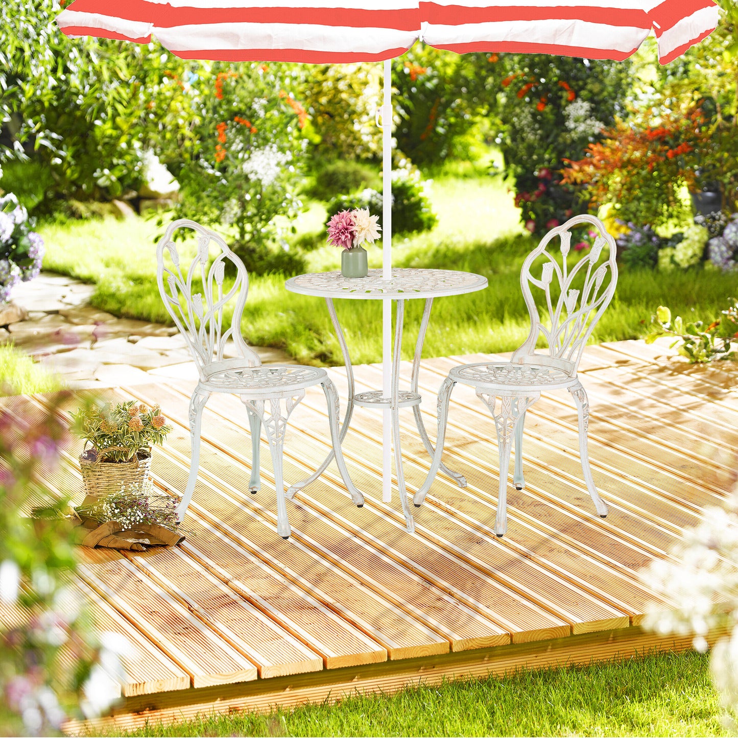 3-delige Tuinset – Bistroset – Balkonset – Terrasmeubel – Buitenmeubel – Compact Formaat – Weerbestendig Aluminium
