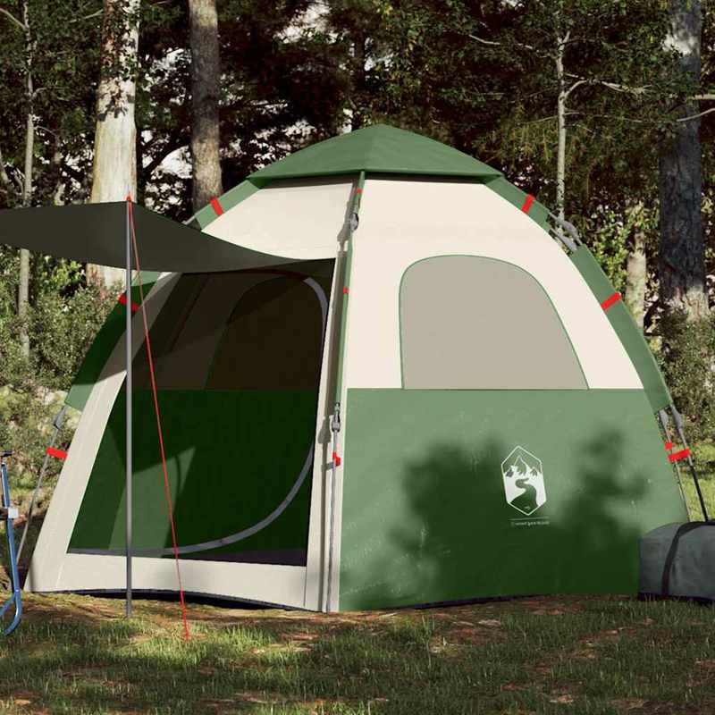 4-Persoons Tent – Familie Tent – Kampeertent – Outdoor Tent – Groene Tent – Quick-Open Systeem – Weerbestendig Polyester
