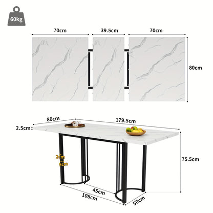 Uitschuifbare Eettafel – Uitklapbare Tafel – Verstelbare Eettafel – Ruimtebesparende Keukentafel – Metaal Houten Tafel – Zwart Wit – Hoogwaardig Hardhout – Stevig Metaal