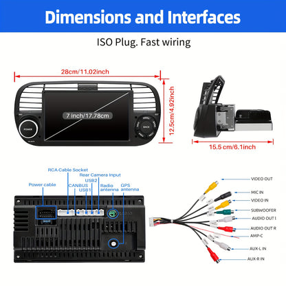 Multimedia Speler – Autostereo – Autoradio – 2DIN Speler – Inbouw Radio – 7 Inch HD Touchscreen – Android 14.0 – Met AHD Camera & Microfoon