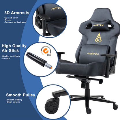 Ergonomische Bureaustoel – Bureaustoel Comfortabel – Werkstoel – Gamingstoel – Computersstoel – Grijs – Memory Foam Zitting – 220 kg Draagkracht