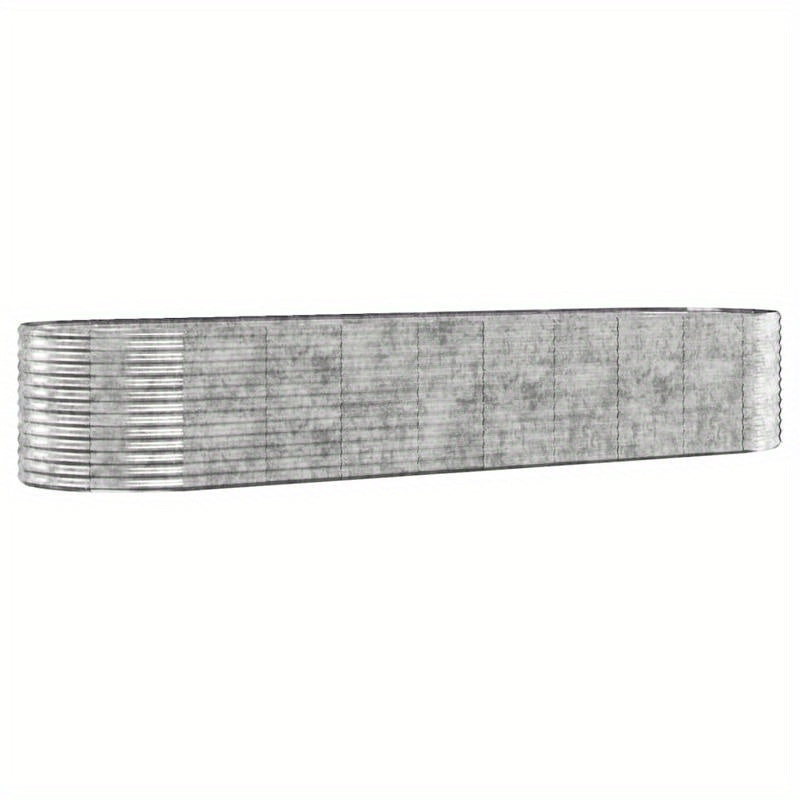Plantenbak – Bloembak – Tuinbak – Balkonbak – Plantenbak Zilverkleurig – Poedergecoat Staal – Weerbestendig – Groot Formaat 396x100x68 cm