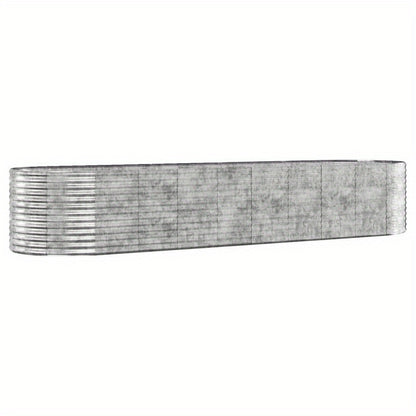 Plantenbak – Bloembak – Tuinbak – Balkonbak – Plantenbak Zilverkleurig – Poedergecoat Staal – Weerbestendig – Groot Formaat 396x100x68 cm