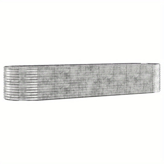 Plantenbak – Bloembak – Tuinbak – Balkonbak – Plantenbak Zilverkleurig – Poedergecoat Staal – Weerbestendig – Groot Formaat 396x100x68 cm