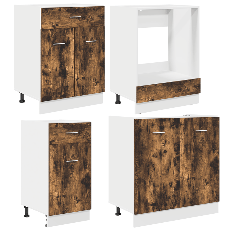 Keukenkast – Keukenmeubel – Opbergkast – Buffetkast – Apothekerskast – 8-delig – Rook Eikenhout – Stevig Houtmateriaal