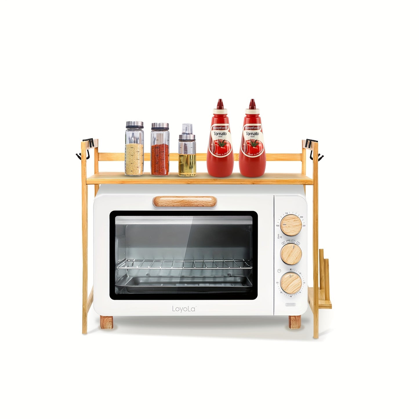 Microwave Oven Rack, Bamboo Kitchen Counter Shelf, Kitchen Microwave Shelf 52x30x35cm