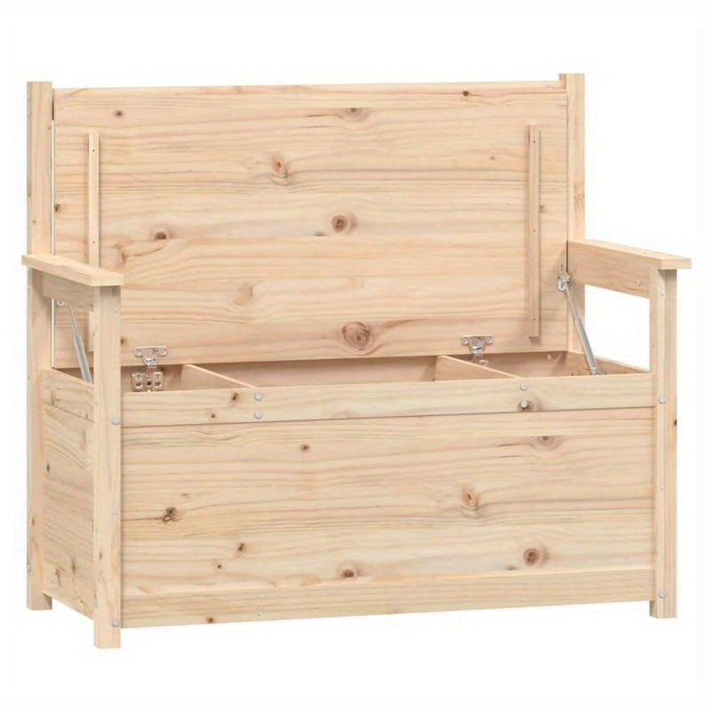 Opbergbank – Houten Bankje – Schoenenrek – Sidetable – Opbergmeubel – Massief Pijnhout – Moderne Bruine Afwerking – Met Verborgen Vak – Duurzaam en Robuust