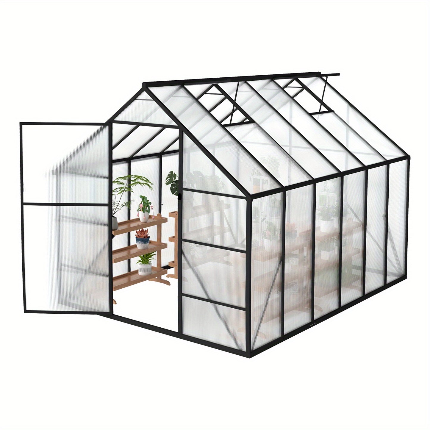 Aluminium Kweekkas – Serre – Groentekas – Plantenkas – Tuinkas – 310x250x205 cm – Stevig Aluminium Frame – PC Panelen Met Ventilatie
