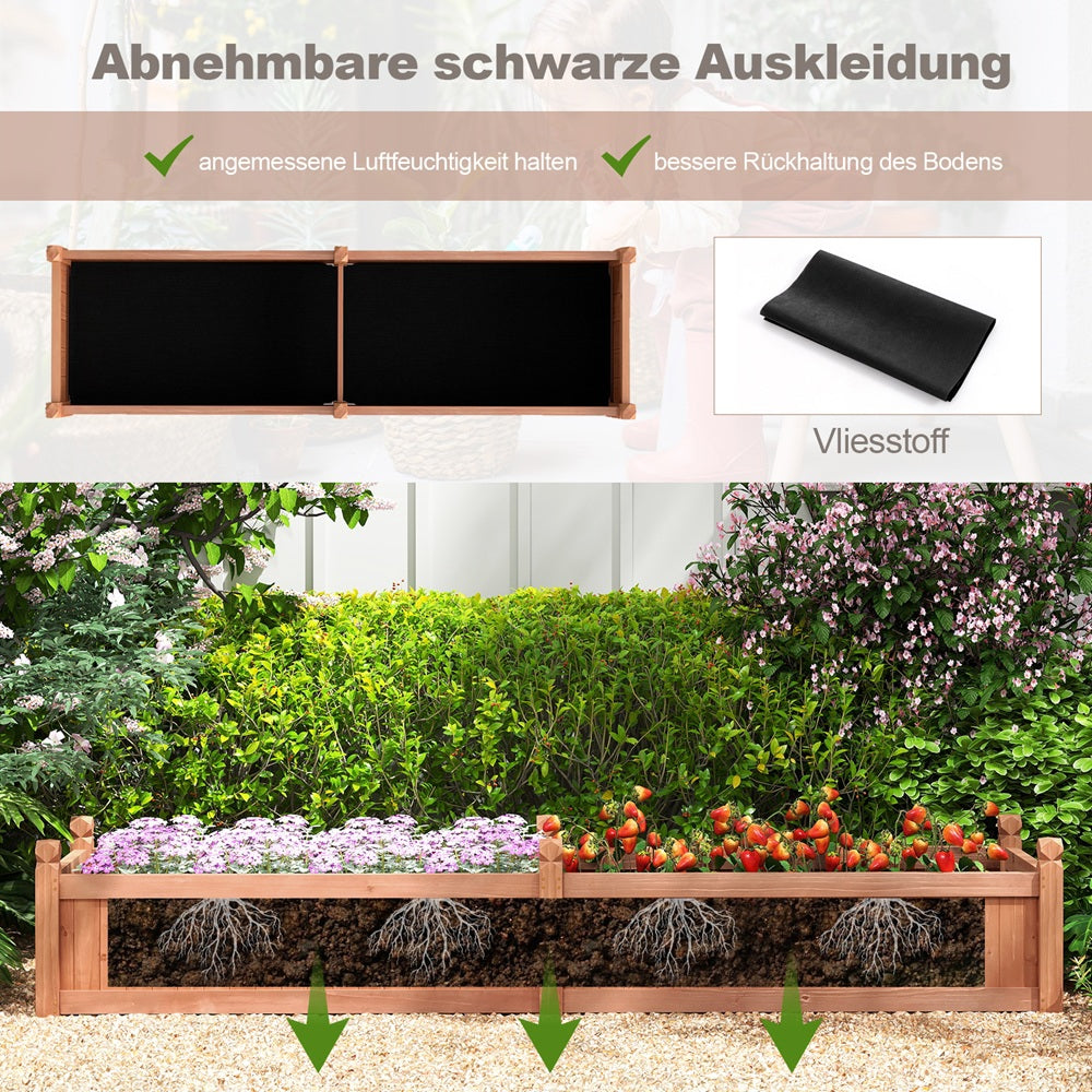 Houten Verhoogde Plantenbak – Moestuinbak – Tuinbak – Kruidenbak – Balkonbak – Extra Groot 227 cm – Duurzaam Vurenhout Met Drainage