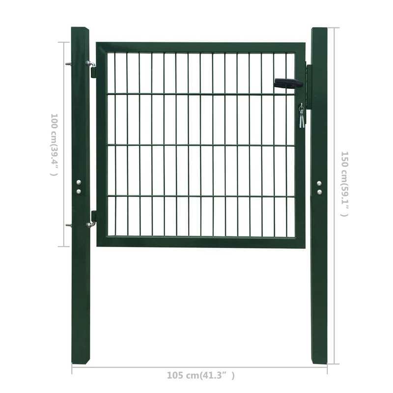 Metalen Tuinpoort – Tuinafscheiding – Tuinhek – Erfafscheiding – Buitenhek – Groen – Weerbestendig Metaal – 105x150 cm – Eenvoudig Ophangsysteem