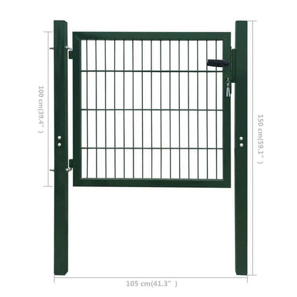 Metalen Tuinpoort – Tuinafscheiding – Tuinhek – Erfafscheiding – Buitenhek – Groen – Weerbestendig Metaal – 105x150 cm – Eenvoudig Ophangsysteem