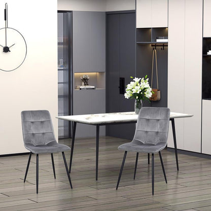 Eetkamerstoel – Stoel – Kuipstoel – Keukenstoel – Woonkamerstoel – Gestoffeerd Comfort – Stevig Metalen Onderstel – Set van 2 – 45x63x90 cm – Moderne Retro Stijl