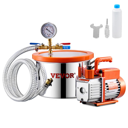 Vacuümpomp – Ontgassingskamer – Vacuum Set – Vacuümkamer – Laboratoriumkamer – Roestvrij Staal – 3,5 CFM Pomp