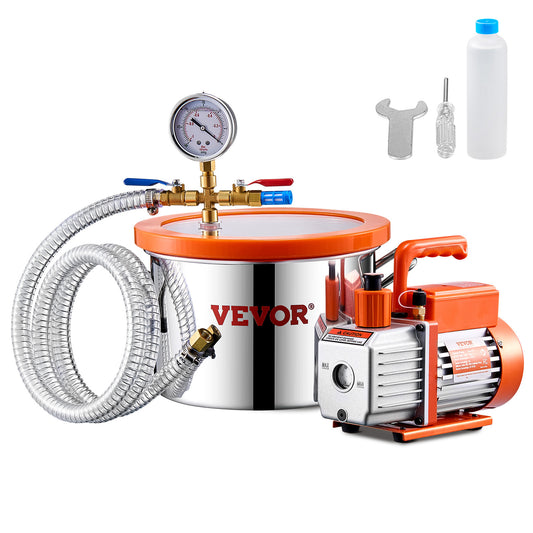 Vacuümpomp – Ontgassingskamer – Vacuum Set – Vacuümkamer – Laboratoriumkamer – Roestvrij Staal – 3,5 CFM Pomp