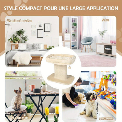 Kattenkrabpaal – Krabpaal – Kattenpaal – Krabmeubel – Kattenmeubel – Beige Variant – Afneembaar Zacht Ligvlak – Brede Sisal Krabpalen