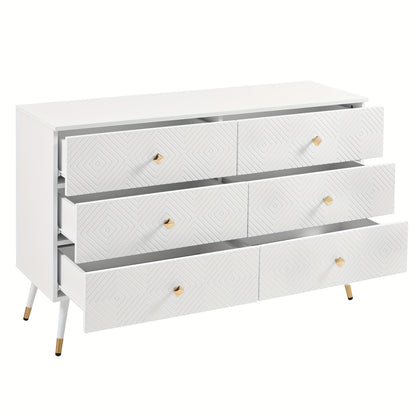 Dressoir – Sideboard – Ladekast – Opbergkast – Kast – Wit – 6 Laden – 120x40x80 cm – MDF & Hardhout – Vloermontage
