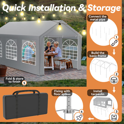 Feesttent – Partytent – Paviljoen – Tuintent – Overkapping – Waterdicht – UV-bescherming UPF 50+ – Stevig verzinkt stalen frame – Afmetingen 3x6 meter – Afneembare zijwanden
