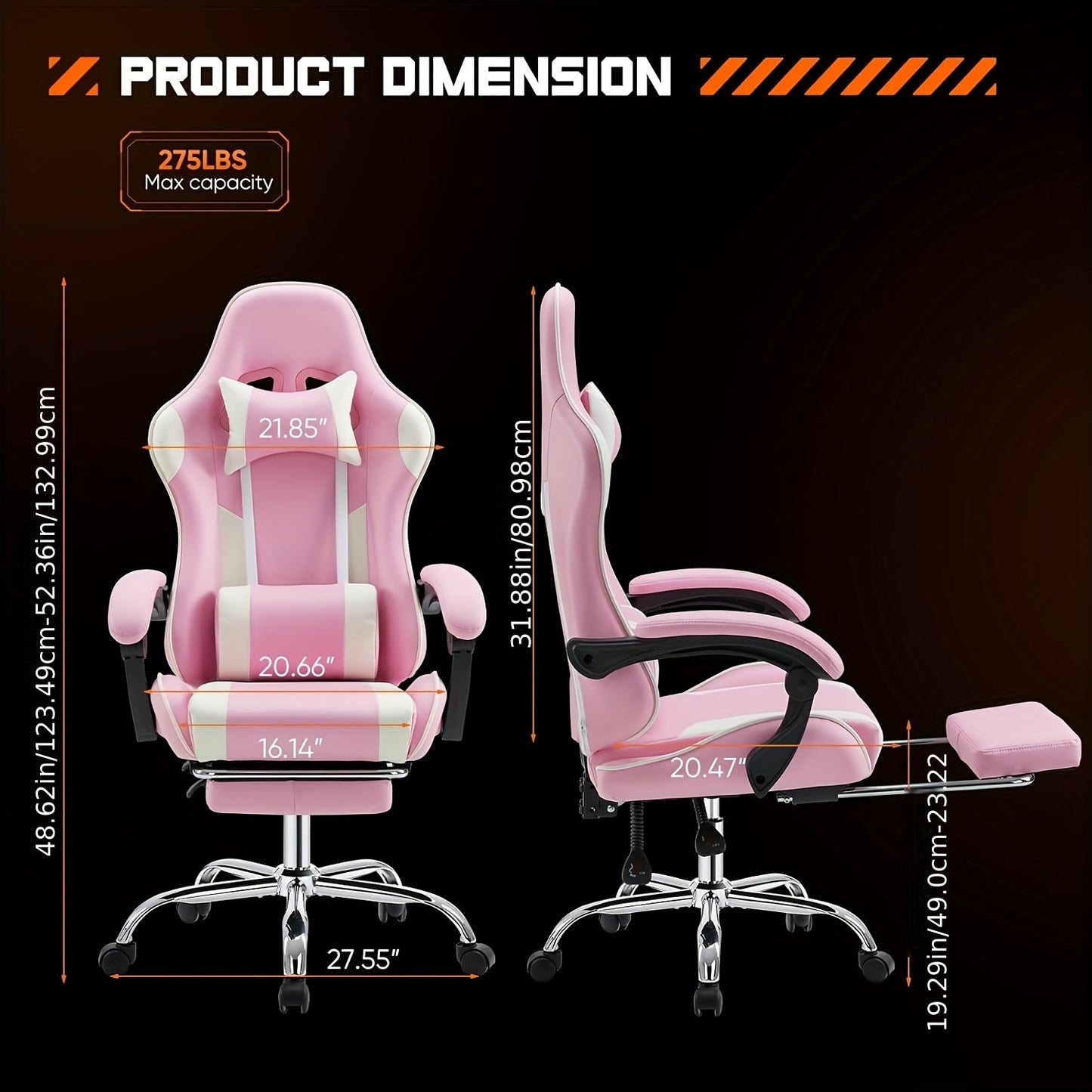 Ergonomische Gamingstoel – Bureaustoel – Werkstoel – Computestoel – Office Chair – 360° Draaibaar – Verstelbare Zithoogte – Memory Foam – Uitschuifbare Voetensteun – Metalen Frame – Blauw