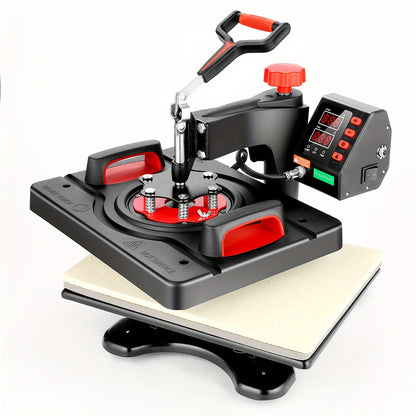 5-in-1 Hittepers – Sublimatiepers – T-shirt Pers – Mok Pers – Pettenpers – Zwart – Swing-Away Ontwerp – Digitale Temperatuurregeling