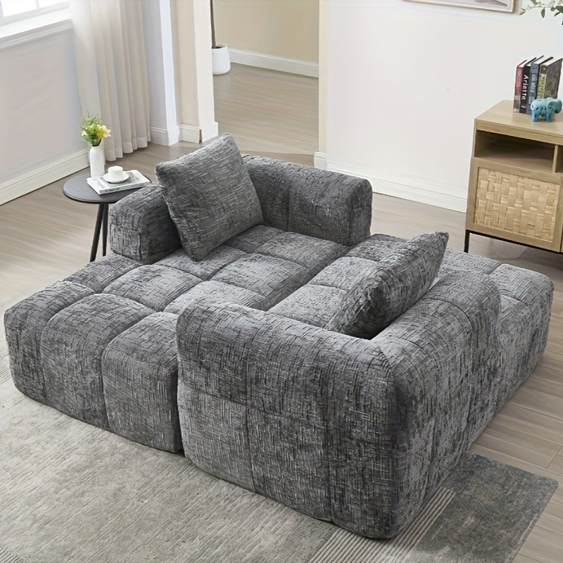 Modern Sectional Sofa, L-shaped Sofa, 3-seater Sofa, No Installation Required, Chenille Sofa With Chaise Longue And Armrests, 3 Cushions