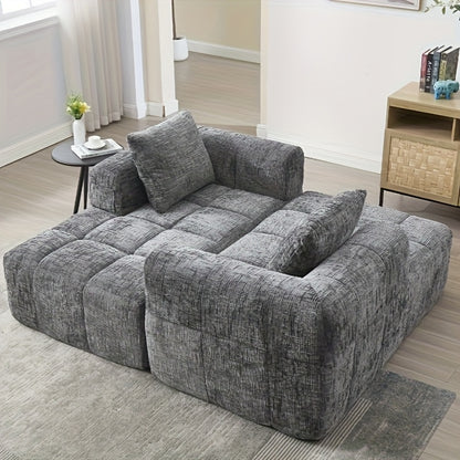Modern Sectional Sofa, L-shaped Sofa, 3-seater Sofa, No Installation Required, Chenille Sofa With Chaise Longue And Armrests, 3 Cushions