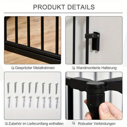 2-in-1 Pet Playpen, Foldable Safety Gate, Metal, 300 x 3 x 74.5cm, Black, Foldable Playpen, Pet Playpen for Dogs, Foldable Pet Play Pen, Pet Containment, Indoor Pet Enclosure, Spacesaving Pen, Compact Playpen, Durable Playpen