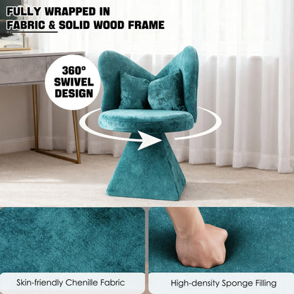 Draaifauteuil – Accentstoel – Eetkamerstoel – Relaxstoel – Bureaustoel – Vlinderrug Ontwerp – 360 Graden Draaibaar – Eenvoudige Montage – Blauw