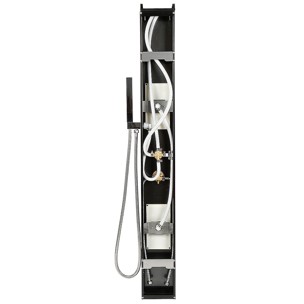 Douchepaneel – Douchekolom – Regendouche – Handdouche – Hydromassage – Zwart RVS – 15x47x130 cm – Waterbesparend