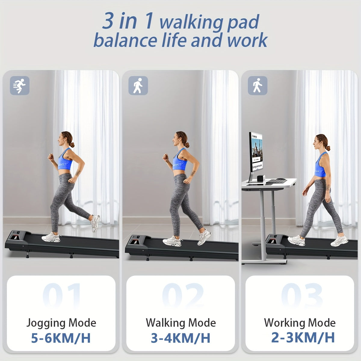 Loopband – Walking Pad – Wandelband – Treadmill – Fitnessapparaat – 10% Helling – Max. Belastbaar 120 kg