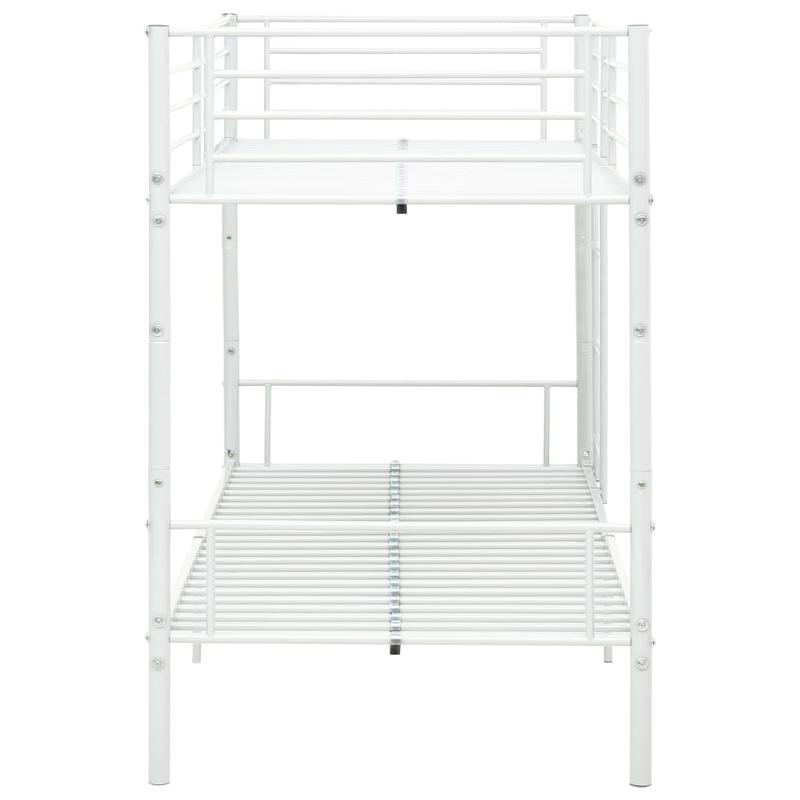 White Metal Bunk Bed 90x200cm - Space-Saving Sturdy Frame, Classic Design with Safety Guardrails & Ladder, Easy Assembly for Small Apartments, Dorms, Guest Rooms - Durable Metal Construction, No Power Needed, Bunk Bed for Bed