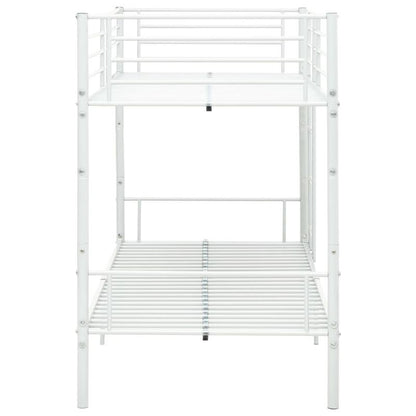 White Metal Bunk Bed 90x200cm - Space-Saving Sturdy Frame, Classic Design with Safety Guardrails & Ladder, Easy Assembly for Small Apartments, Dorms, Guest Rooms - Durable Metal Construction, No Power Needed, Bunk Bed for Bed