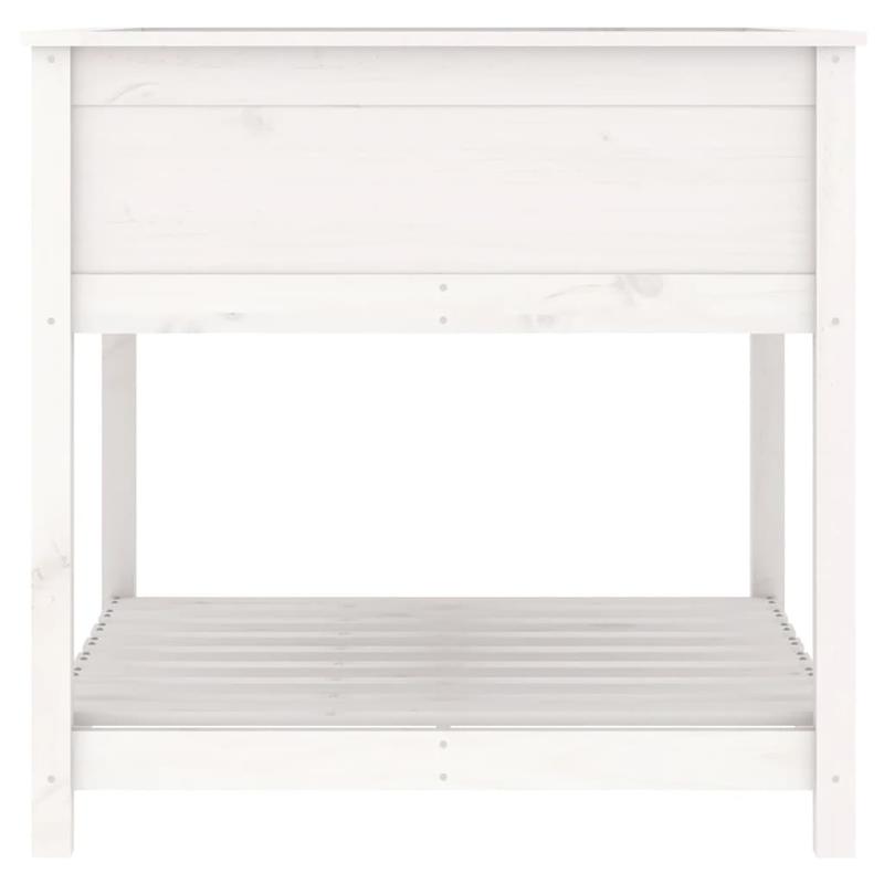 Planting bucket with shelf white 82.5x82.5x81cm solid wood pine Strong and durable, Plant Storage Solution, Sleek Plant Stand, Outdoor Enthusiasts, Interior Decorators