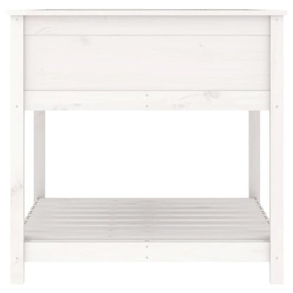 Planting bucket with shelf white 82.5x82.5x81cm solid wood pine Strong and durable, Plant Storage Solution, Sleek Plant Stand, Outdoor Enthusiasts, Interior Decorators