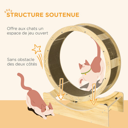 Kattenloopwiel – Kattenrad – Kattenrader – Kattenwiel – Kattenfitness – Natuurlijk houten ontwerp – Ingebouwde veiligheidsrem en krabmat