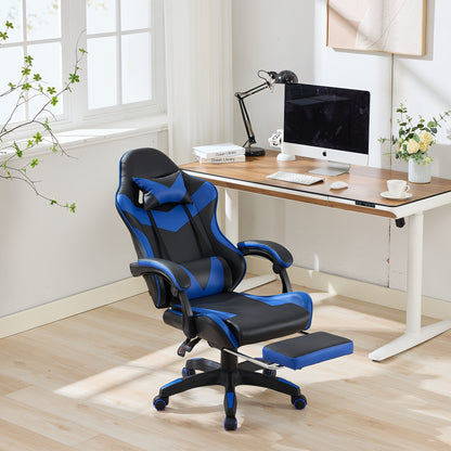 360° Rotating Racing  Design Lounge Chair, Gaming Chair, High-back Office Chair, Height Adjustable, with Wheels, Footrest, Headrest And Lumbar Support.