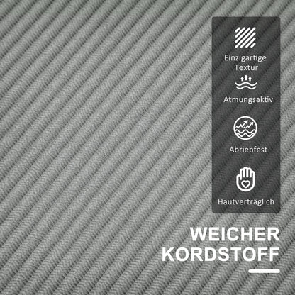 2-zits bank – tweezitsbank – zitbank – loveseat – compacte bank – met opbergruimte – moderne cordstof – massief houten poten – lichtgrijs – armleuningen – 117x63x79 cm