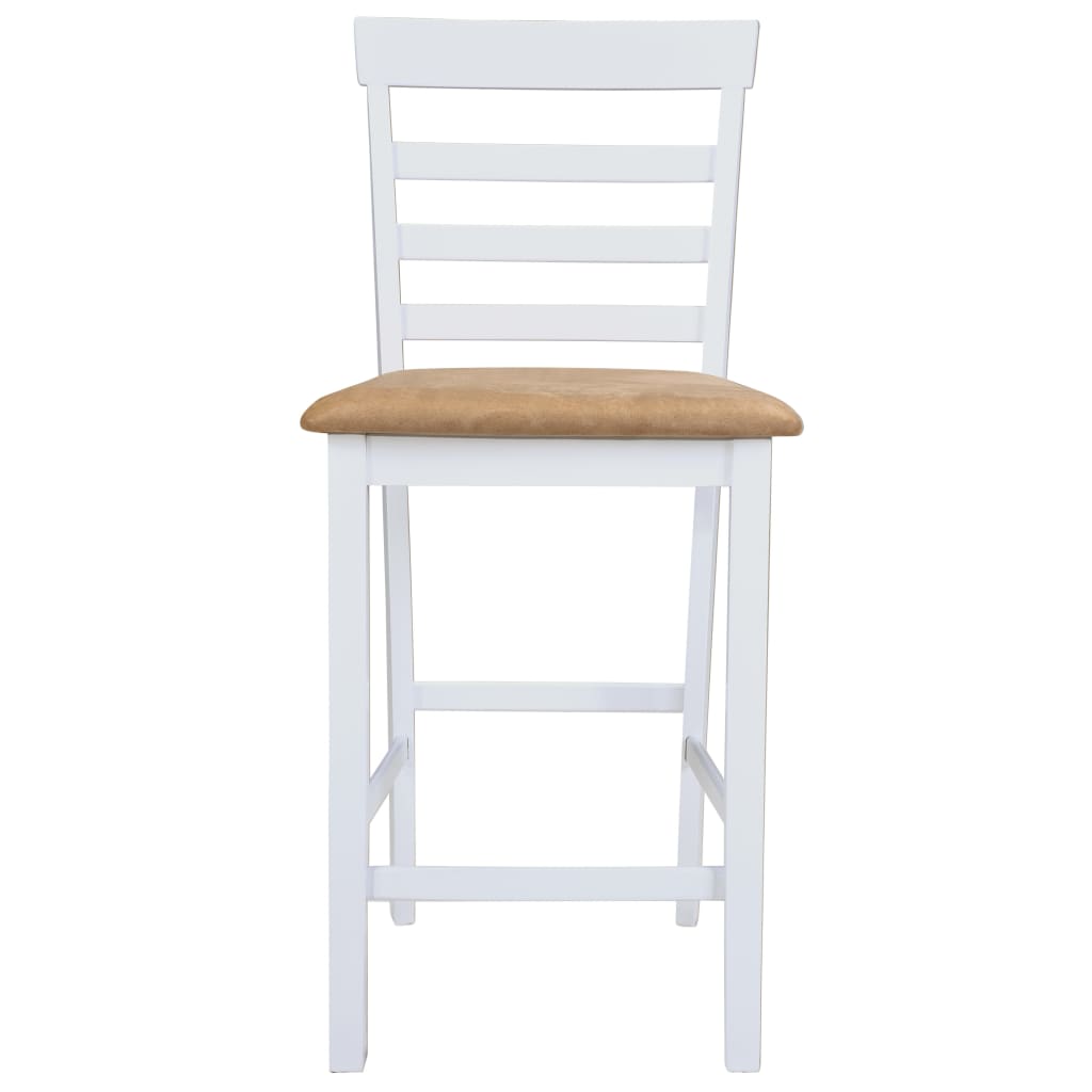 Eetkamerset – Barkrukset – Keukentafelset – Bistroset – Barset – Wit – Houten fineer tafelblad – Comfortabele gestoffeerde barkrukken