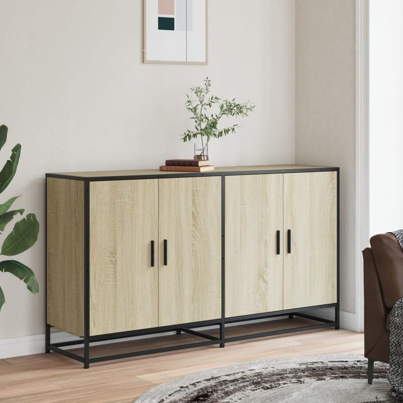 Sonoma Oak Sideboard 134X35X76 Cm Made of Chipboard, Removable And Sturdy.