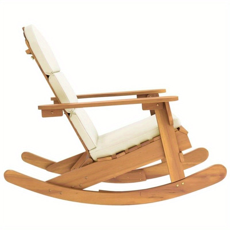 Adirondack Schommelstoel – Tuinstoel – Schommelstoel Voor Buiten – Relaxstoel – Acaciahout – Ergonomisch Ontwerp – Zachte Kussens