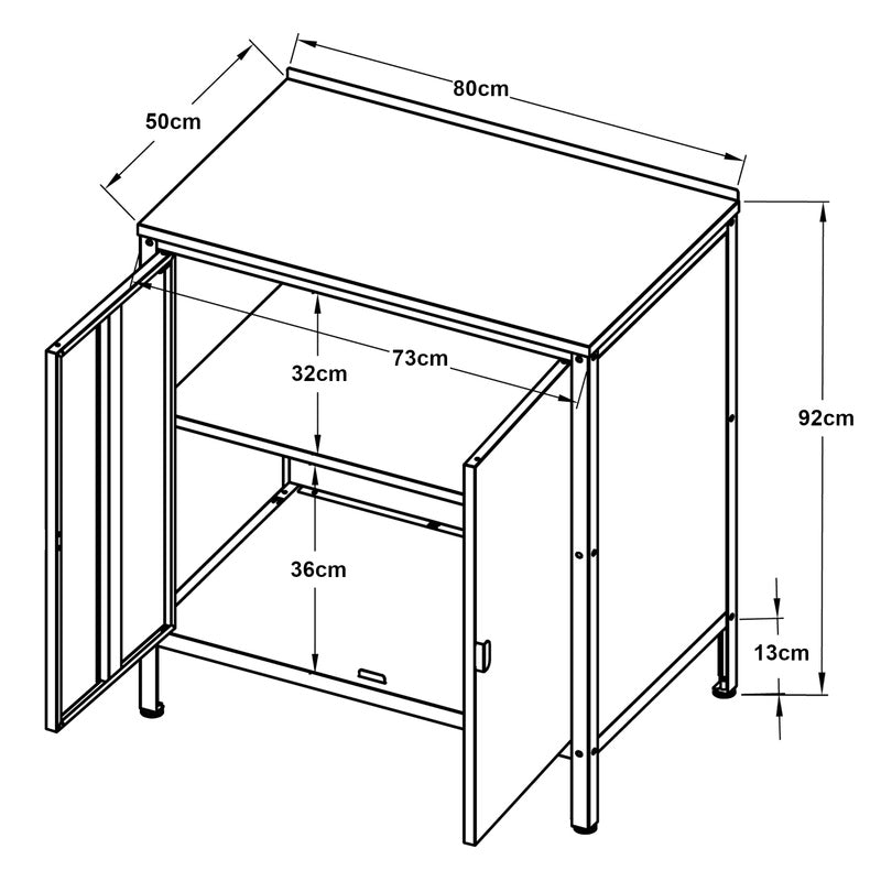 Tuinkast – Tuinkist – Tuinberging – Buitenkast – Opbergkast – Stalen Mat Zwart – 92x80x50 cm – Weerbestendig Met Verstelbare Pooten