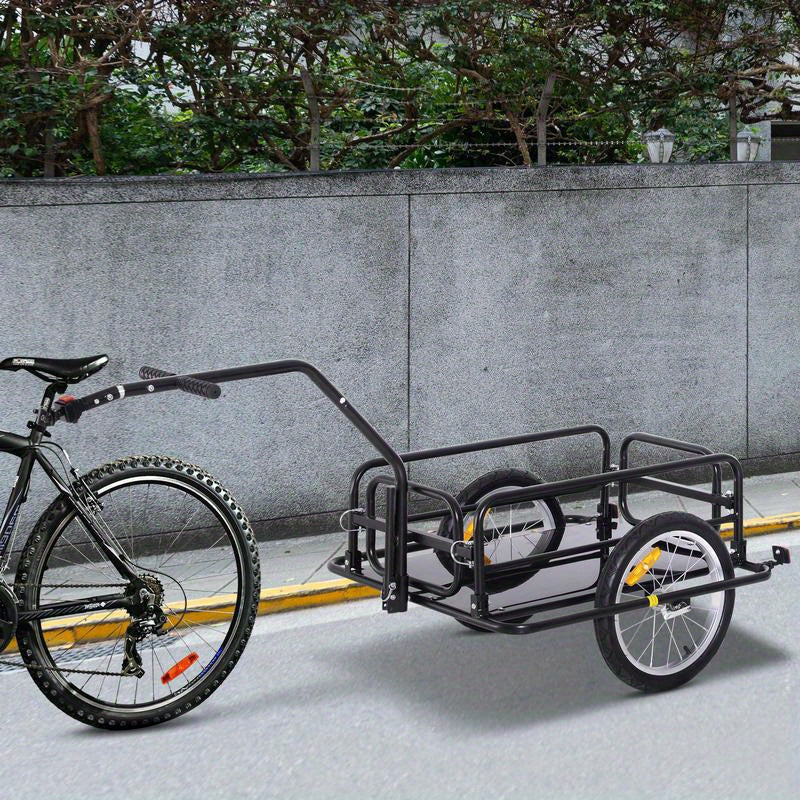 Fietsaanhanger – Fietskar – Transportkar – Boodschappentrolley – Inklapbare Aanhanger – Stevig IJzeren Frame – Max. 40 kg Draagkracht – Met Reflectoren