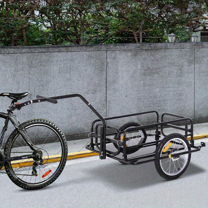 Fietsaanhanger – Fietskar – Transportkar – Boodschappentrolley – Inklapbare Aanhanger – Stevig IJzeren Frame – Max. 40 kg Draagkracht – Met Reflectoren