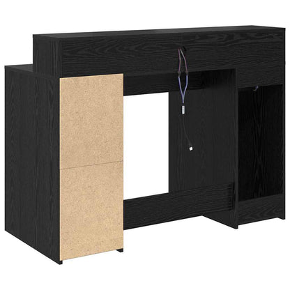 Bureau – Werkplekmeubel – Computertafel – Laptopbureau – Studiebureau – Zwart Eiken – RGB LED Verlichting – Duurzaam Behandeld Hout 160x55x91 cm