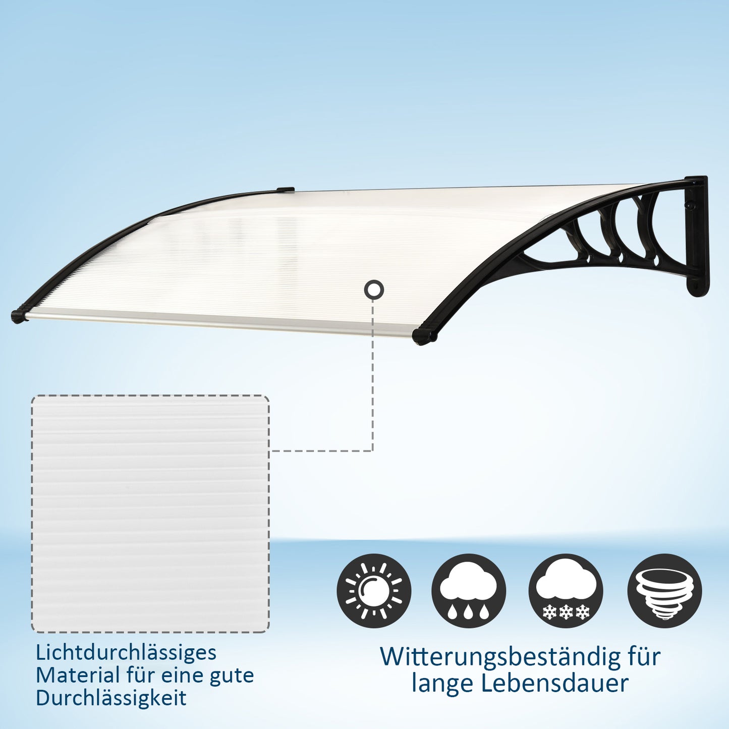 Voordeuroverkapping – Dakoverkapping – Deurkap – Overstek – Entreebescherming – Wit Frame – Polycarbonaat Dak – 75 x 100 cm – Schuin Ontwerp